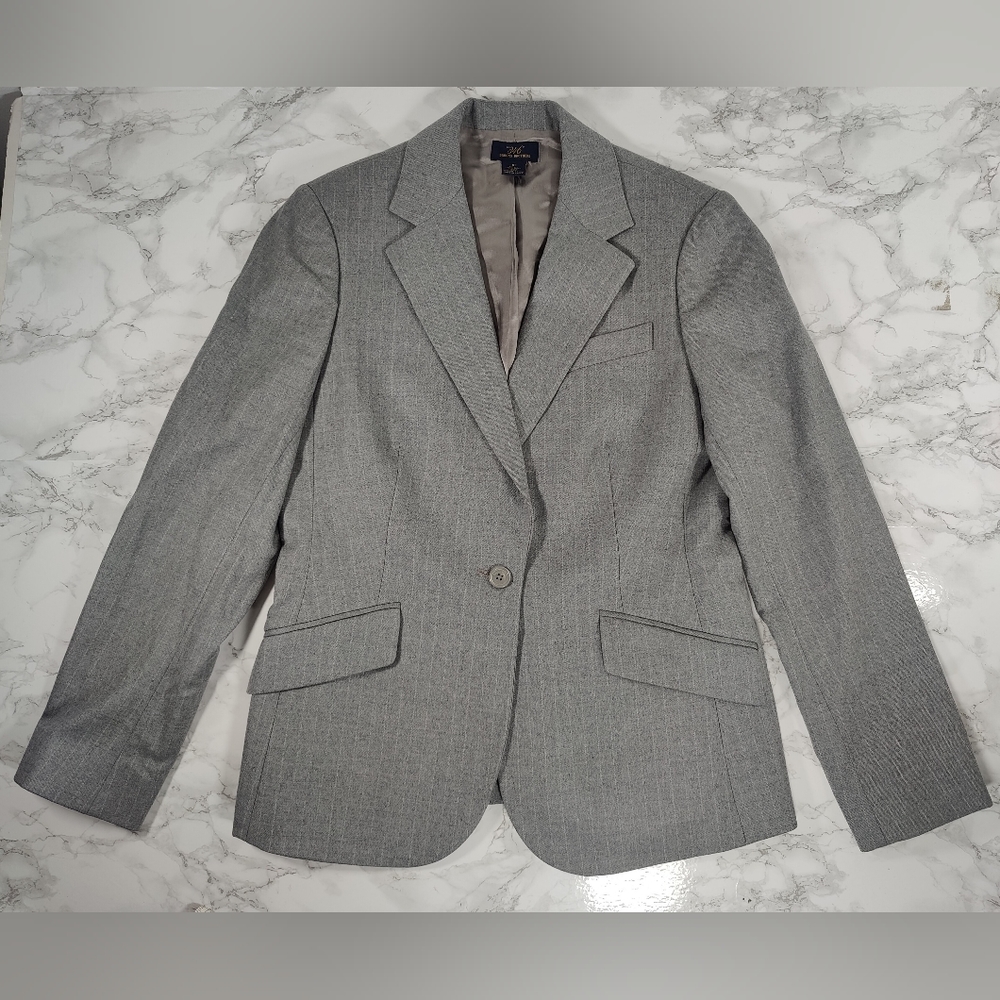 Brooks Brothers Gray Pinstripe Wool Blazer Size 10